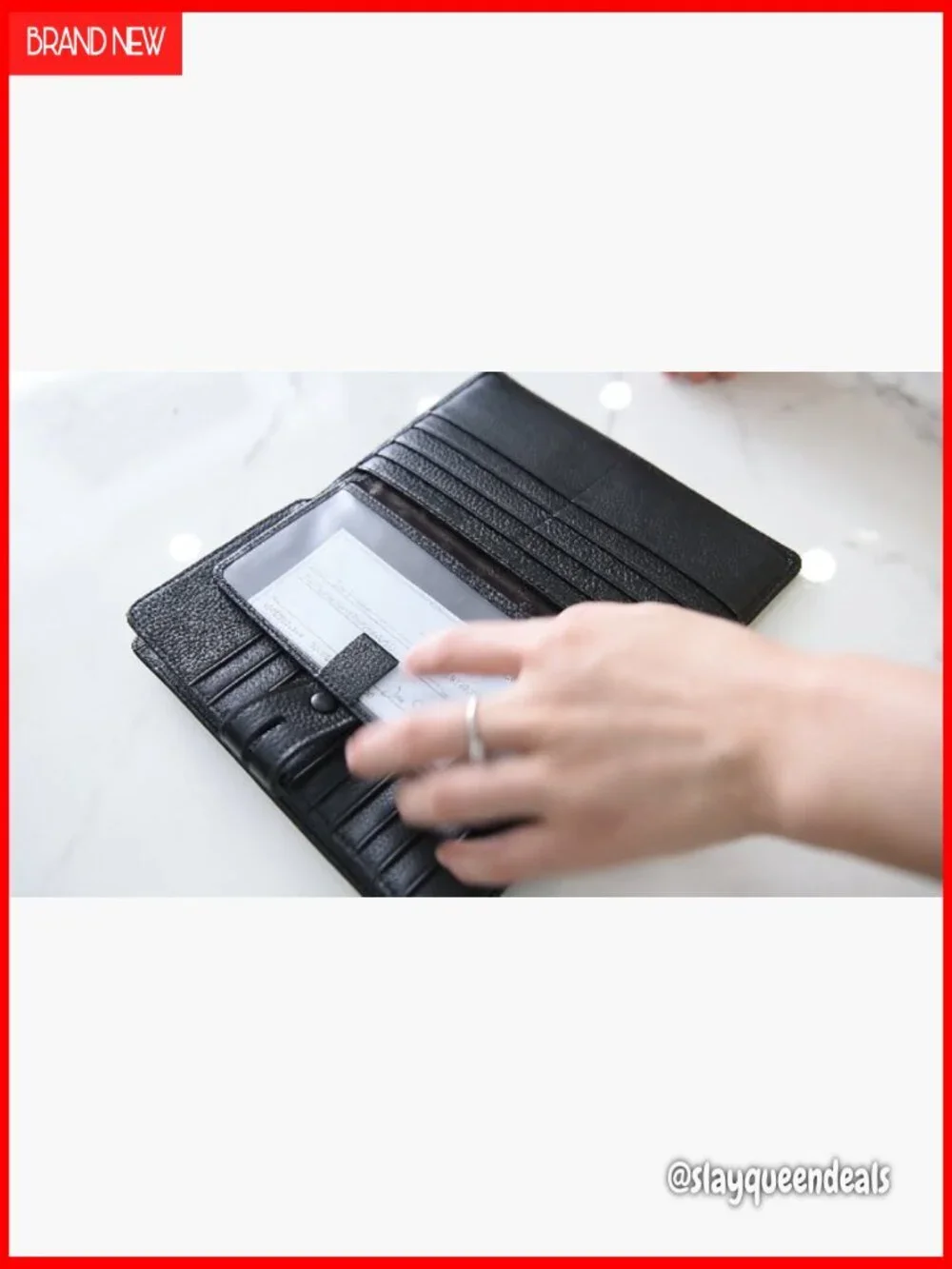 Large Capacity RFID Blocking Leather Wallet with Checkbook Holder
